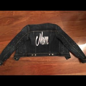 Jean jacket customized rhinestone sleeves