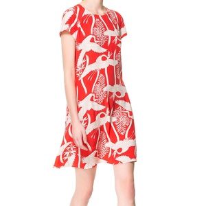 Zara Bird Print Dress (Red)