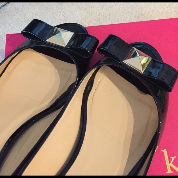 Kate Spade Tenor Black Patent Peep Toe Wedges 6M - Picture 7 of 8