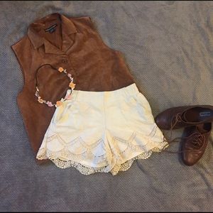 Cream Lace Shorts