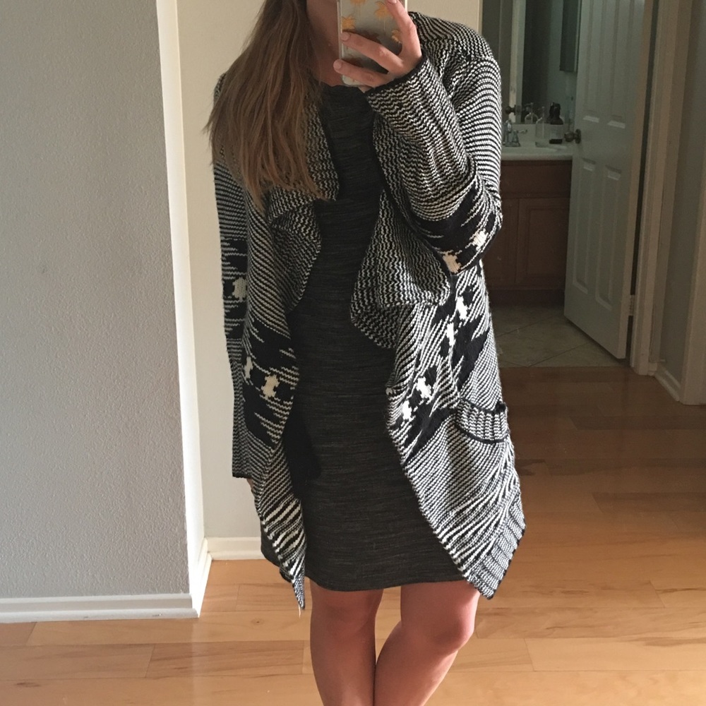 Black and White long sweater cardigan