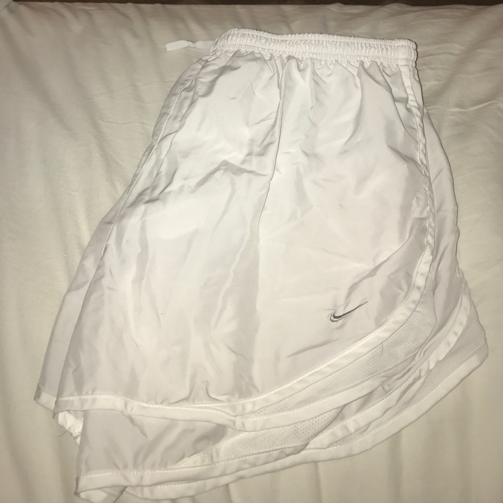 White Nike dri fit shorts