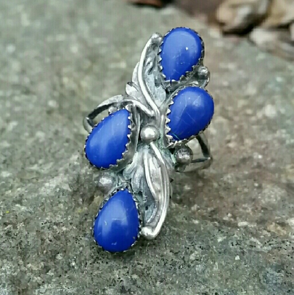 RESERVED Navajo Sterling Silver Lapis Ring Sz 9.5 - Picture 1 of 5