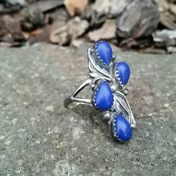 RESERVED Navajo Sterling Silver Lapis Ring Sz 9.5 - Picture 4 of 5