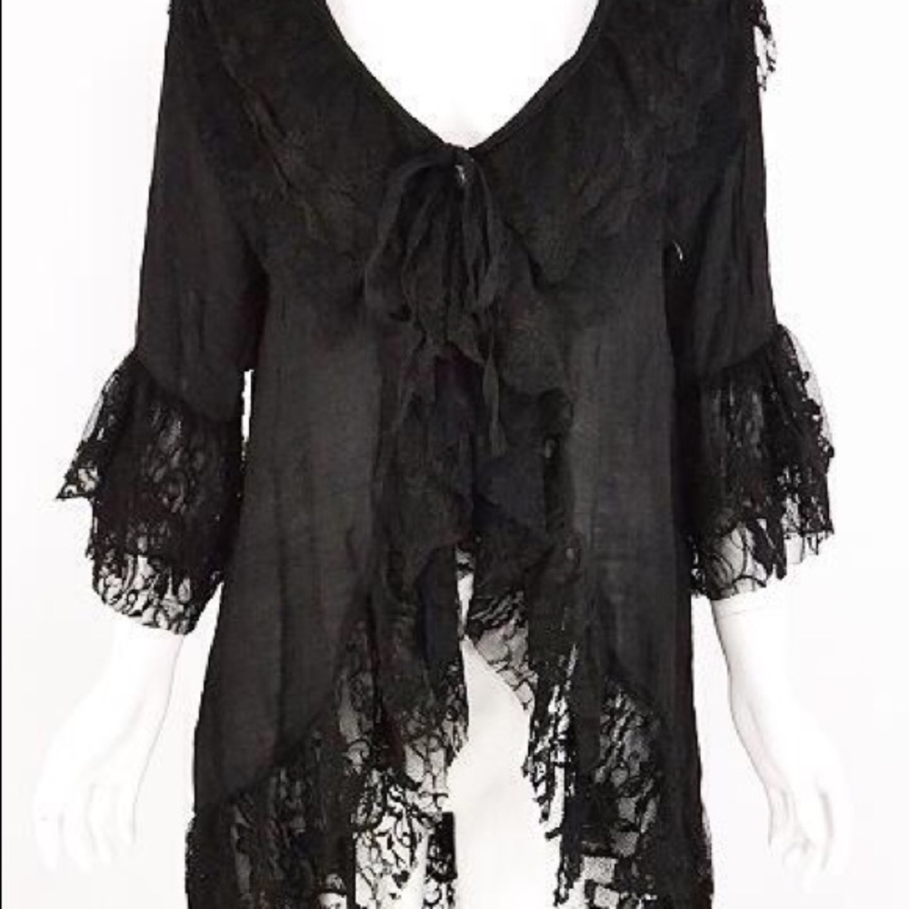Large Black Peasant style Cardigan