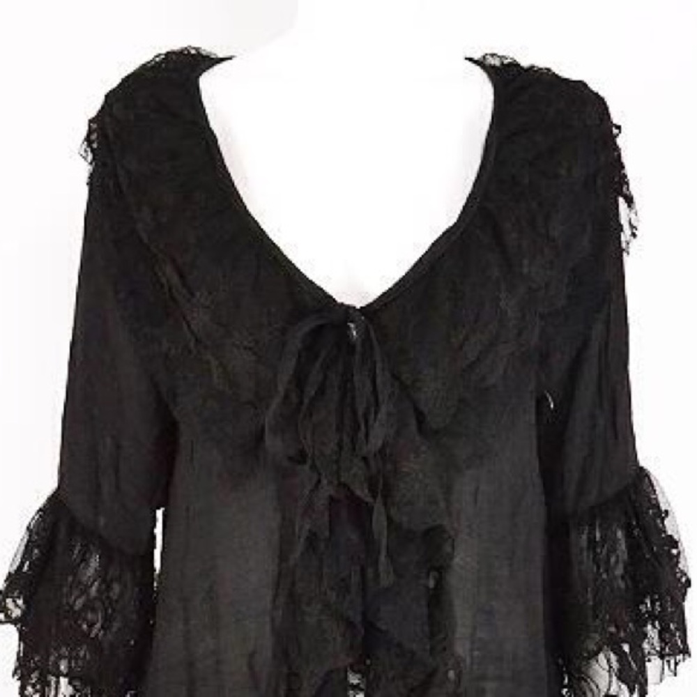 Large Black Peasant style Cardigan - Picture 2 of 4