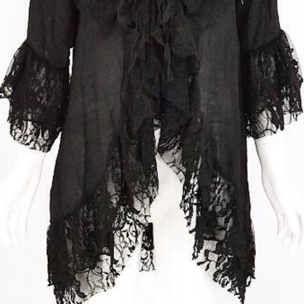 Large Black Peasant style Cardigan - Picture 3 of 4