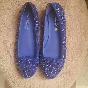 Blue Aldo Studded Leather Loafers (Size 9/Euro 40)