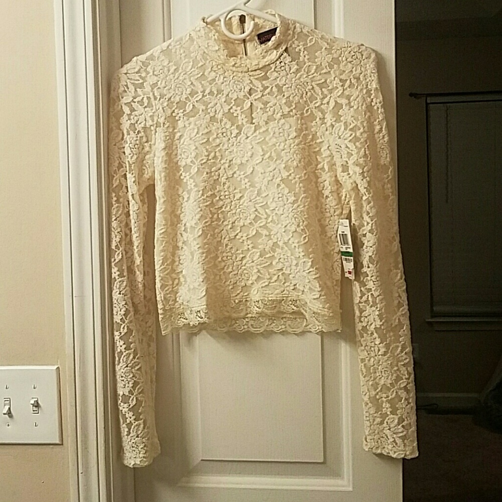 Material Girl Ivory Lace Crop Top