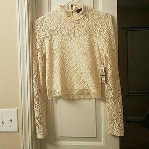 Material Girl Ivory Lace Crop Top