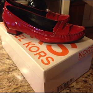 Red Patent Leather Penny Loafers