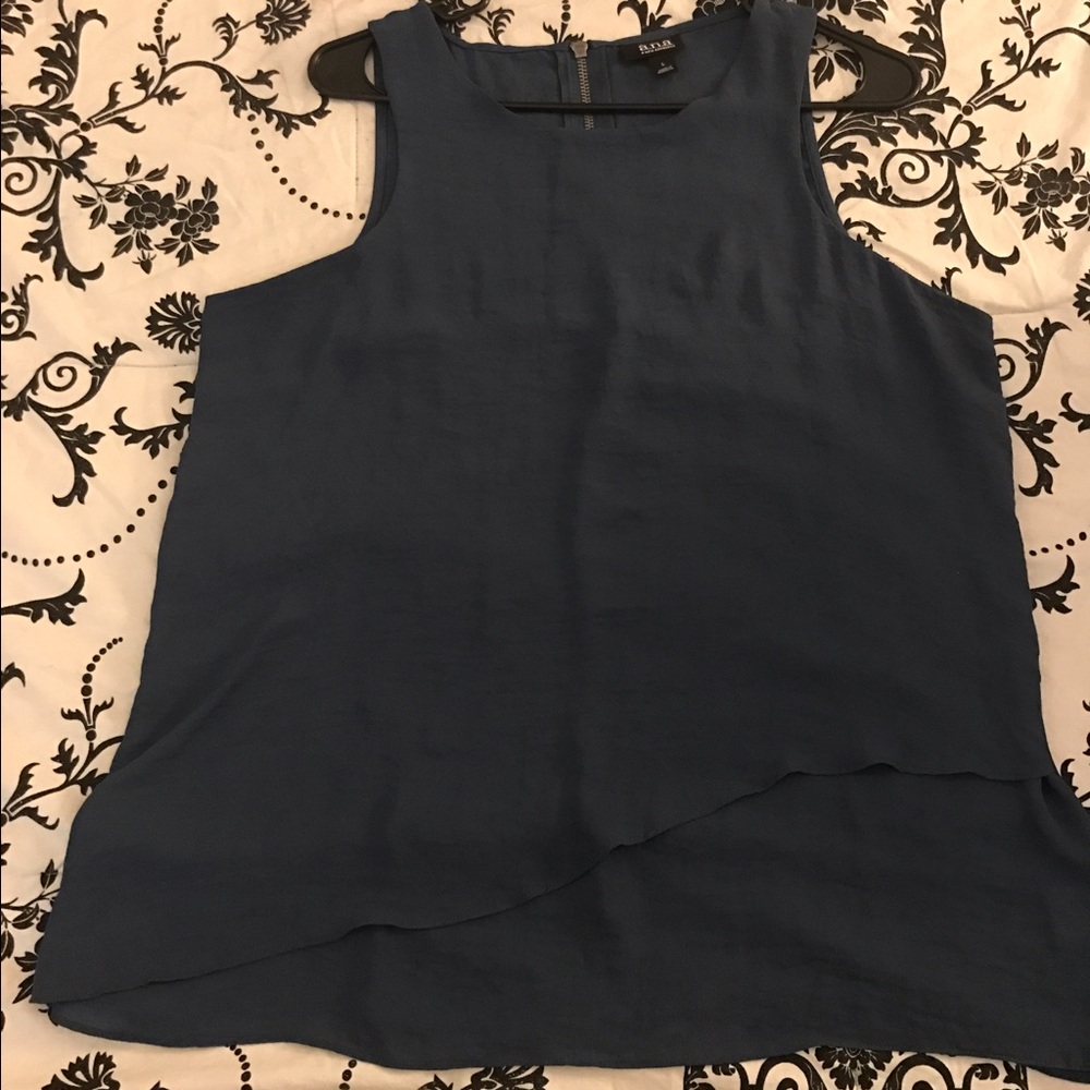 Blue sleeveless blouse