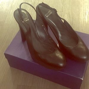 Stuart Weitzman black stiltsling platform pumps!