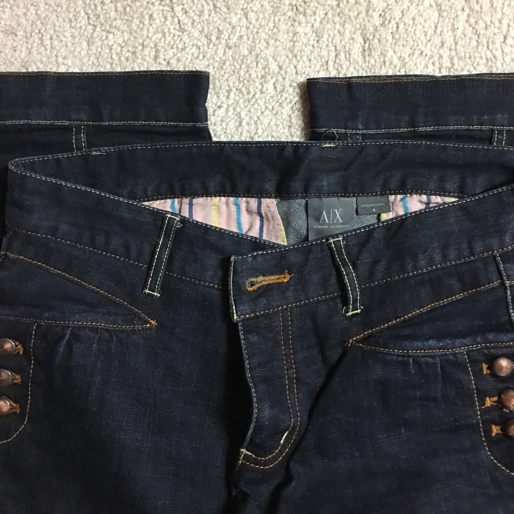 Armani Exchange size 6 capri dark blue jeans!
