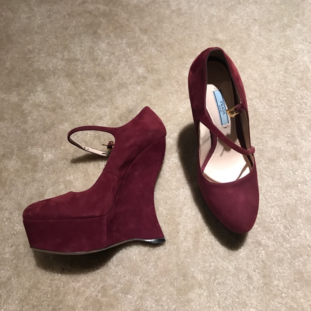 Prada ruby red Mary Jane pumps