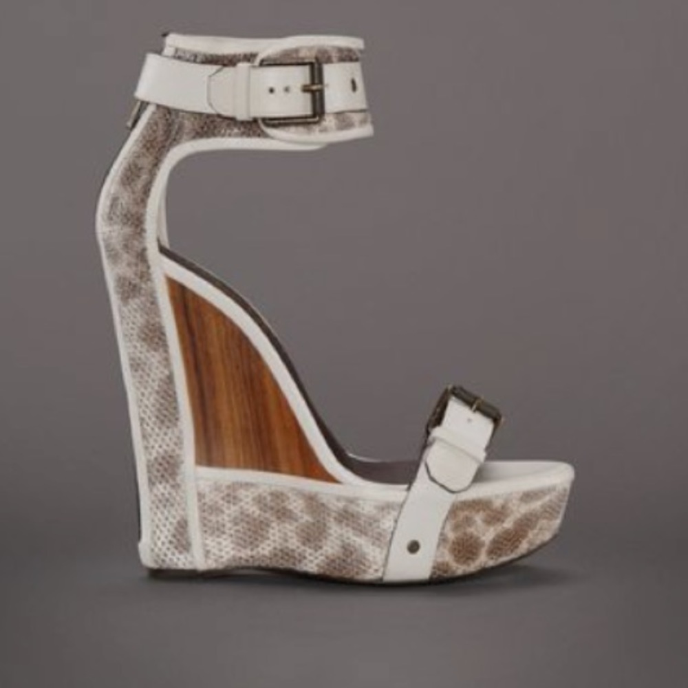 Belstaff Piccadilly Cream Wooden Wedge Sandal Heel
