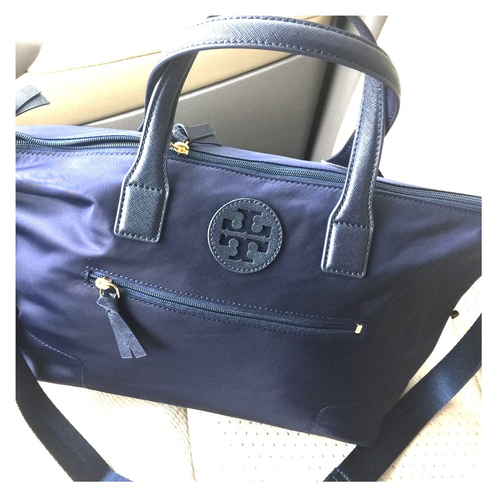 Navy blue satchel, used but in excellent condition