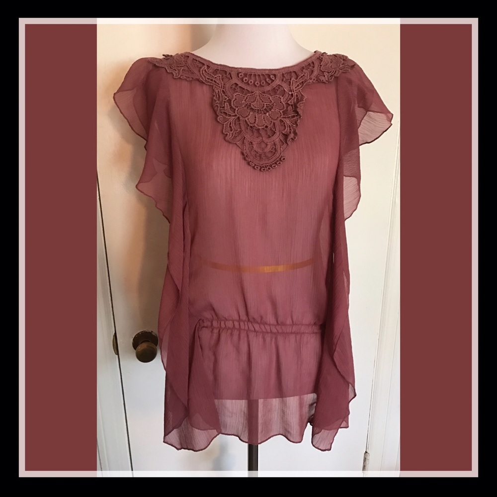 Pink, flowing, Boho blouse