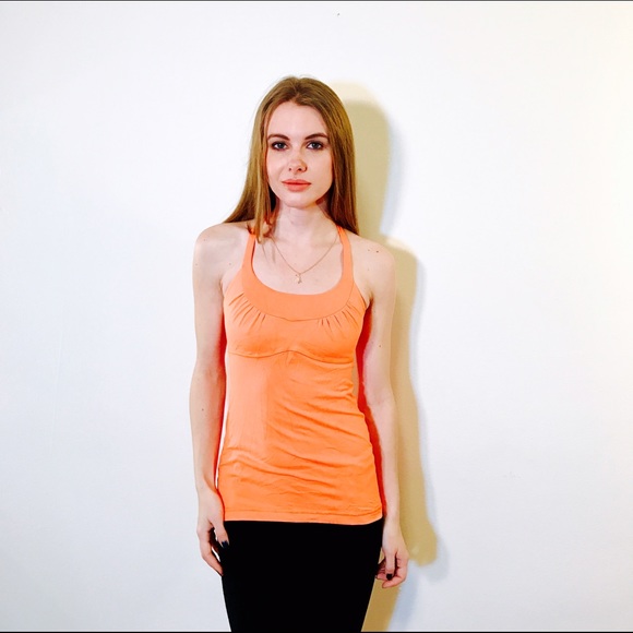 lululemon athletica Tops - LULULEMON ORANGE BUILT IN BRA WORKOUT TOP #1034