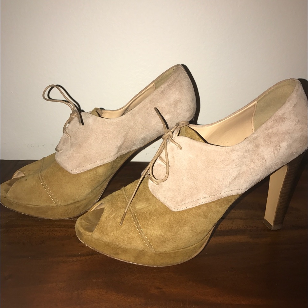 JCrew Two Tone Peep Toe Oxfords