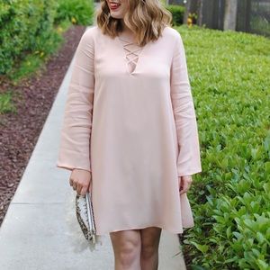 ASTR blush lace up shift dress