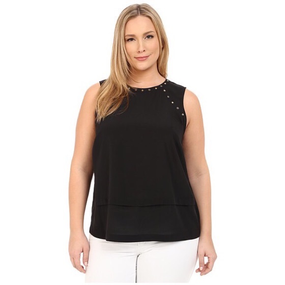 Michael Kors Sleeveless Studded Eyelet Tank Top - Picture 2 of 6