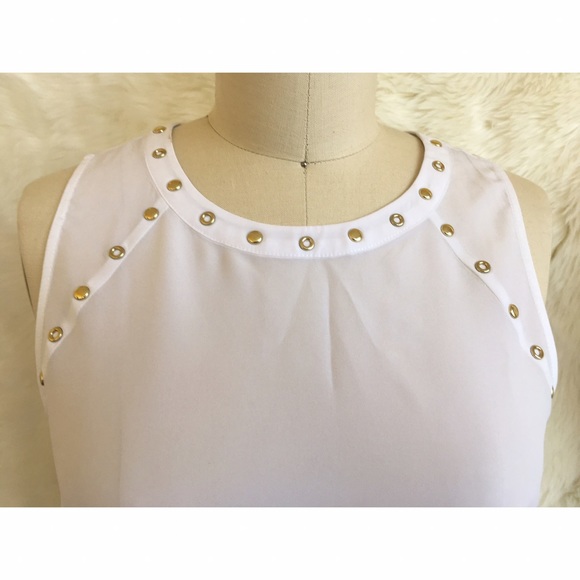 Michael Kors Sleeveless Studded Eyelet Tank Top - Picture 6 of 6