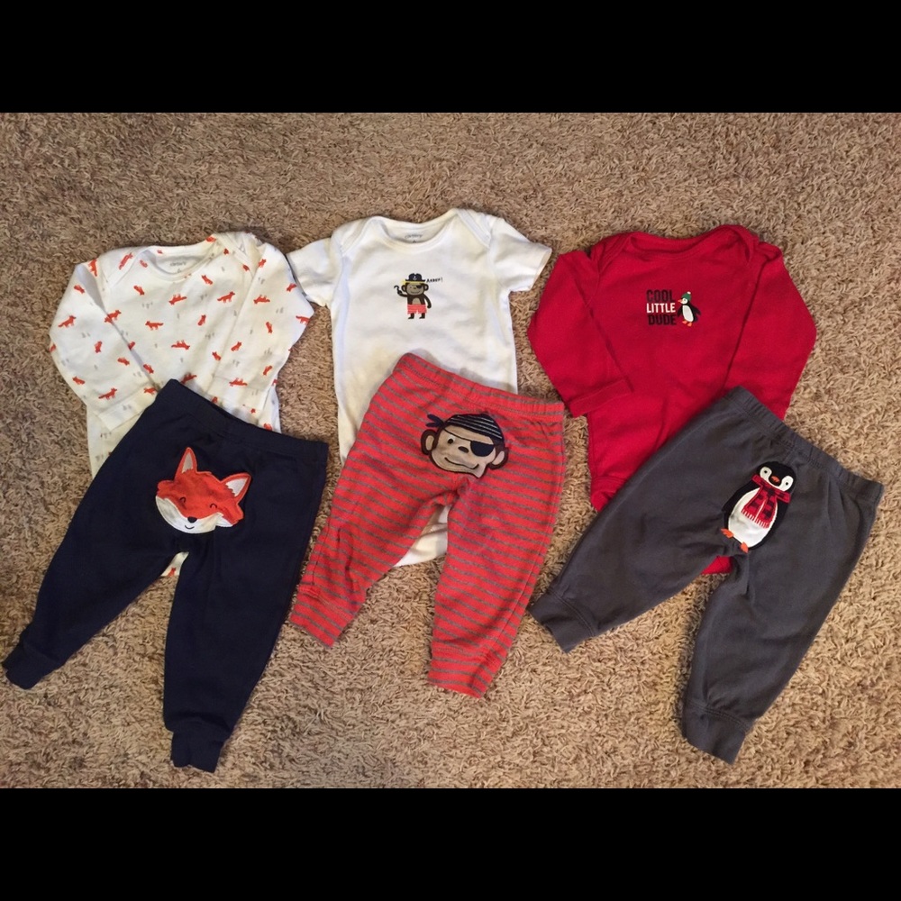 Lot of Three Carter's Boys 6 Month Shirt/Pants Set
