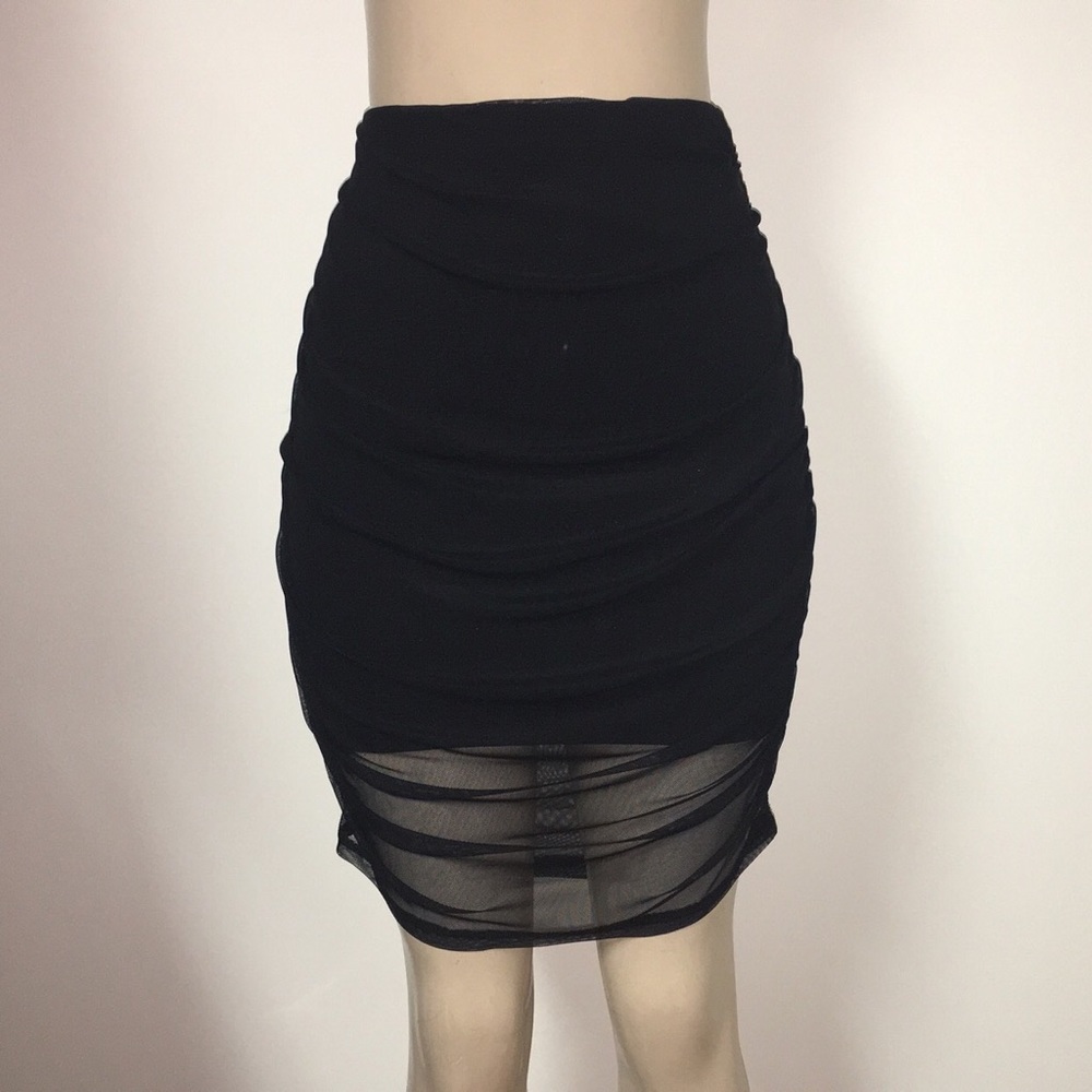 Black Ruched Side Skirt