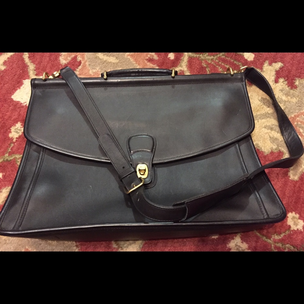 Vintage Coach Black Leather Breifcase Crossbody