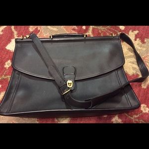 Vintage Coach Black Leather Breifcase Crossbody