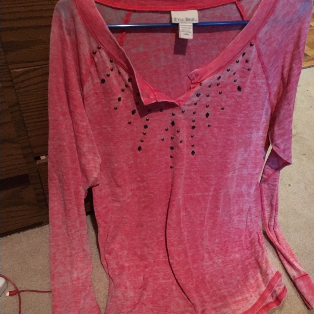 Pink see through material long sleeve shirt