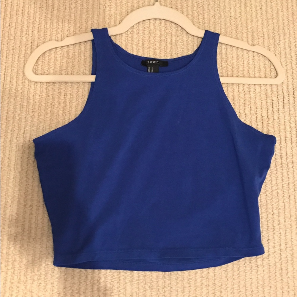 Royal blue high neck crop top from Forever 21