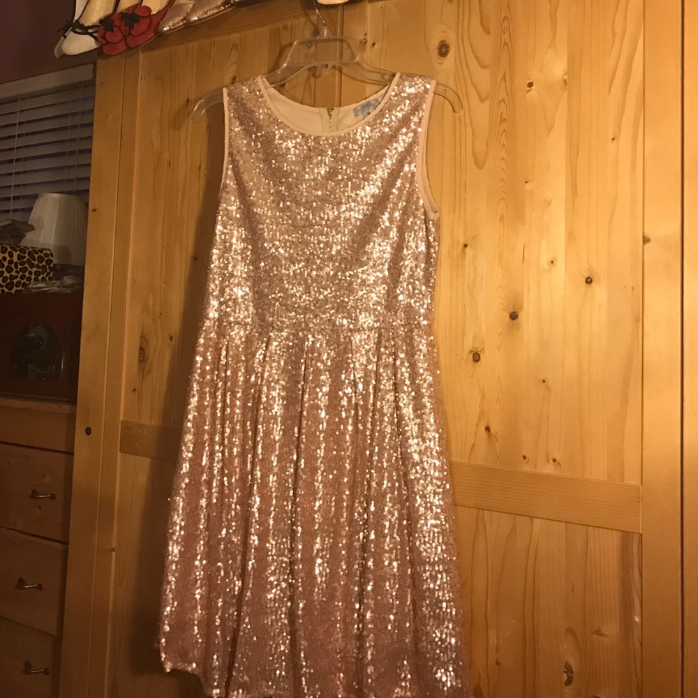 Rose gold sequin dress