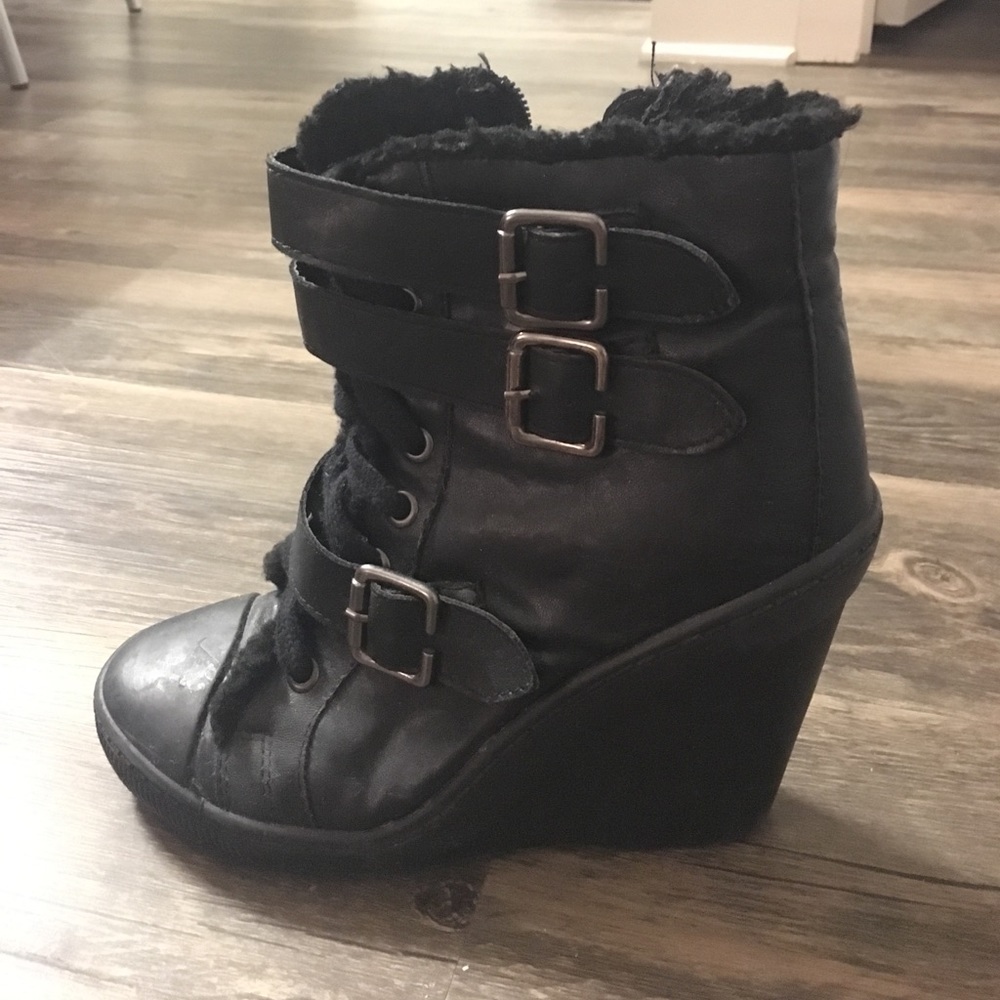 Fur-lined sneaker heels