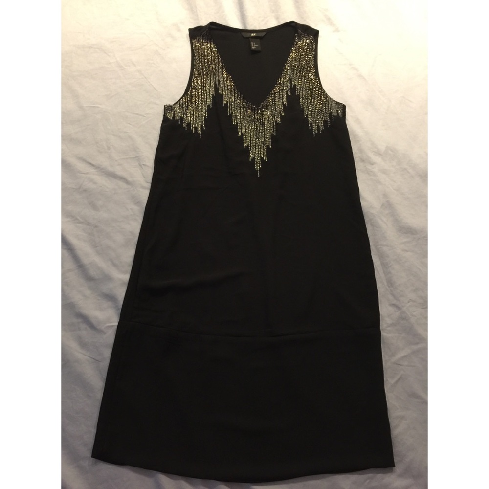 H&M black beaded shift dress