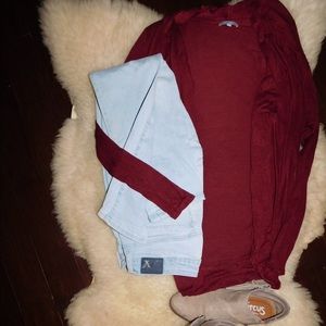 Charlotte Russe slouchy light cranberry sweater.