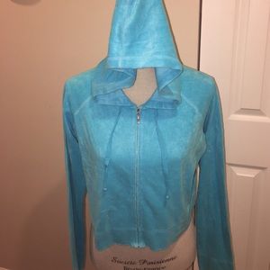 Victoria's Secret Aqua Terry Cropped Hoodie Jacket