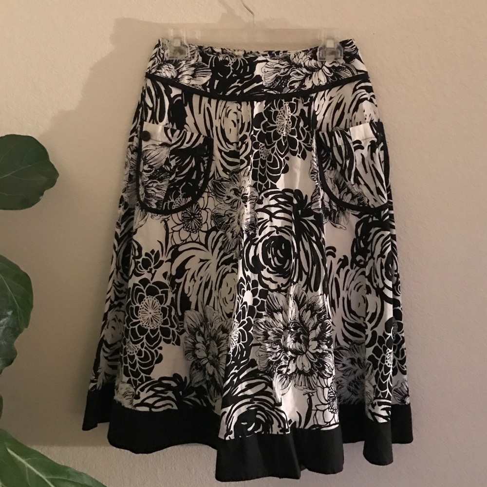 Black and white floral skirt