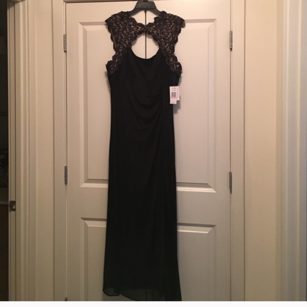 Black & gold lace gala dress