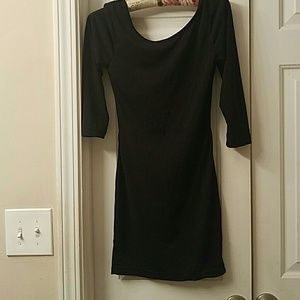 Criss Cross Open Back Black Dress