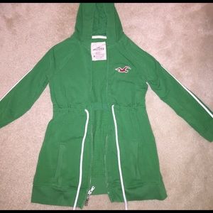 Green Hollister zip-up hoodie