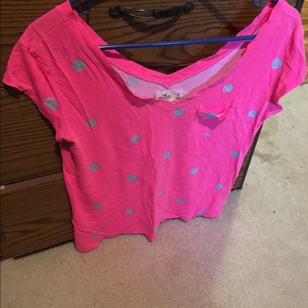 Pink polka dot crop top from Hollister