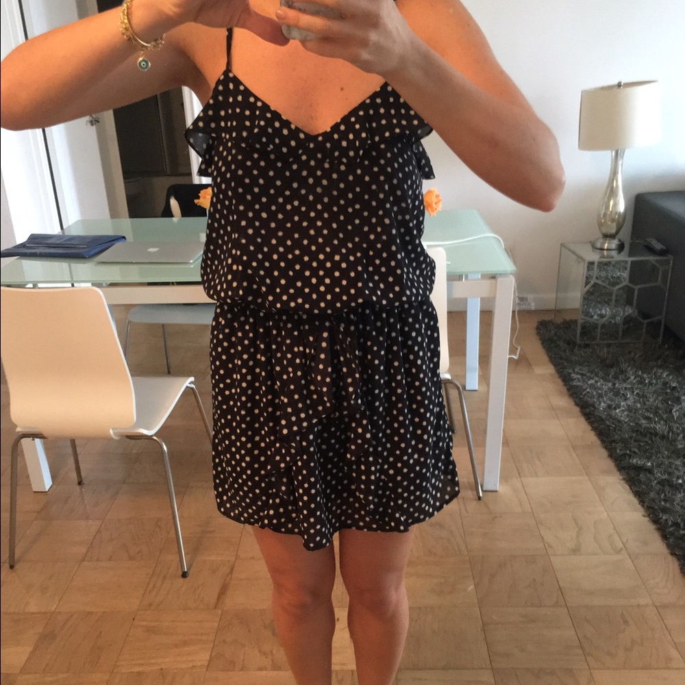 Navy white Polka dot day dress
