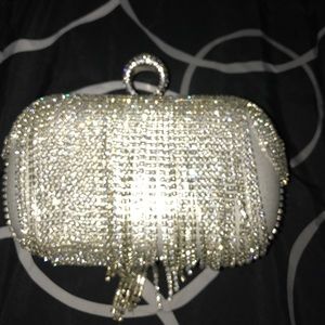 Silver Rhinestone Evening Clutch