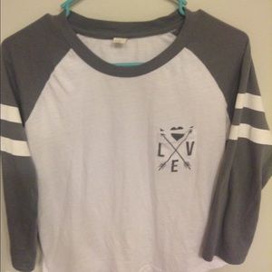 White and grey long sleeve t-shirt