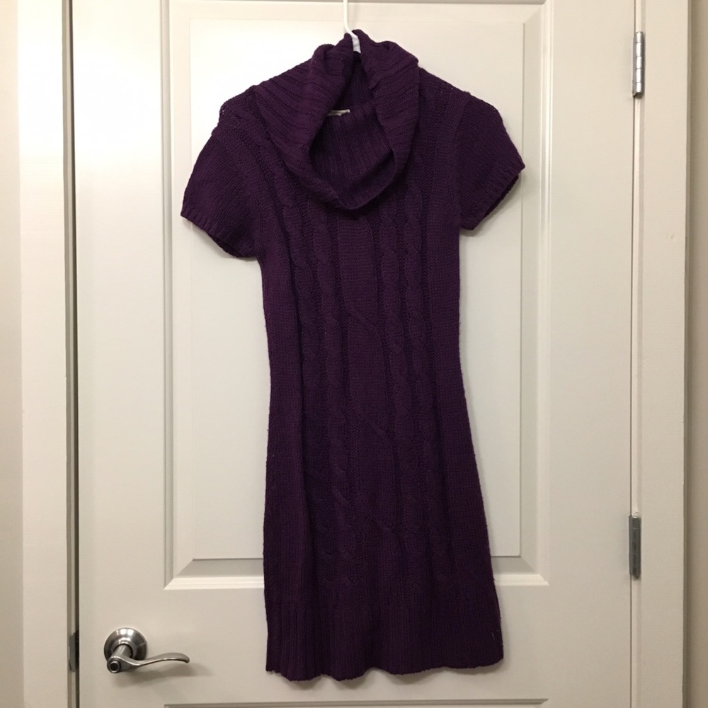 Cowl neck sweater dress