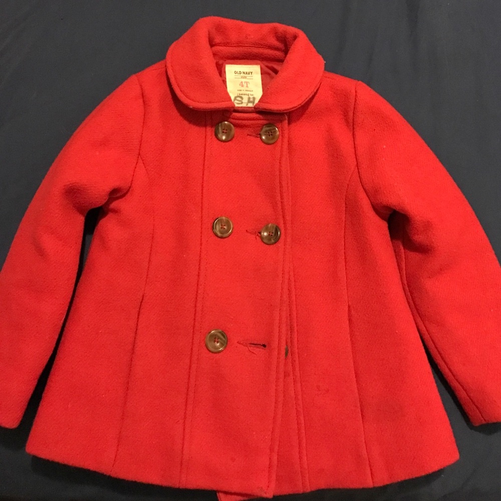 Girls red Peacoat