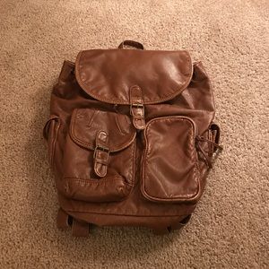 Brown Faux Leather Backpack