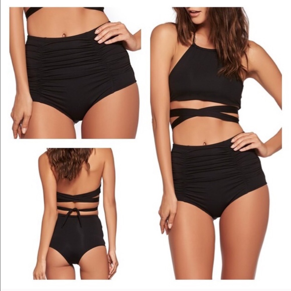 High waisted black bikini